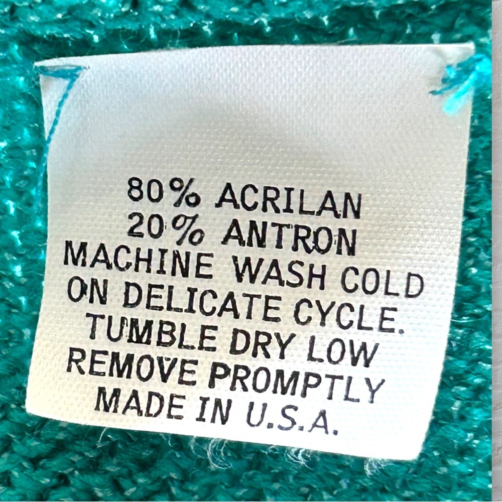 4/$20 Vintage Teal Knit Short Sleeve Sweater | Made in USA | Size S/M - Picture 5 of 5